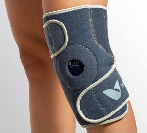 Orteza pentru genunghi, Medcosa, compresa cu gel termic, benzi velcro, material textil moale, marime universala, amelioreaza durerile, inflamatiile, umflaturile, Albastru