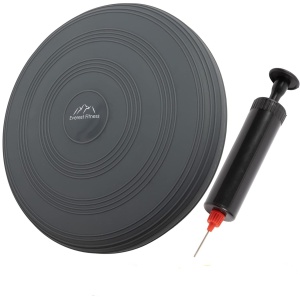 Perna pentru echilibru Everest Fitness, ortopedica, gonflabila, cu pompa, Ø33 cm, Gri inchis