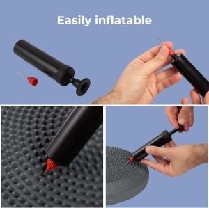 Perna pentru echilibru Everest Fitness, ortopedica, gonflabila, cu pompa, Ø33 cm, Gri inchis - Img 5