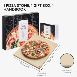 Piatra de pizza, Gourmeo, 38 x 30 x 1.5 cm, din ceramica corderita, dreptunghiulara, pentru cuptor si gratar - Img 2