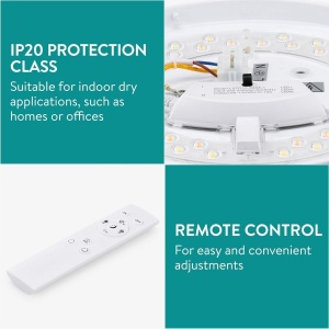 Plafoniera de tavan cu LED, Navaris, design cu 2 straturi, temperatura de culoare reglabila, cu telecomanda, Clasa F, 40 cm - Img 2