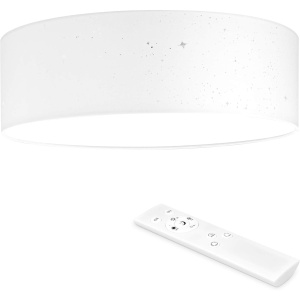 Plafoniera LED Navaris, efect de stele, Ø 40 x 12 cm, intensitate reglabila, telecomanda, abajur textil, 22 W, Alb