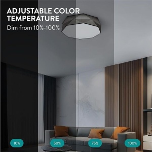 Plafoniera LED Navaris, intensitate reglabila, telecomanda, temporizator, 52 x 52 x 15 cm, 22W, design elegant, Gri - Img 6
