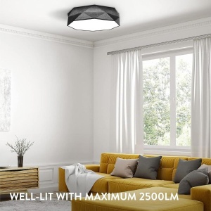 Plafoniera LED Navaris, intensitate reglabila, telecomanda, temporizator, 52 x 52 x 15 cm, 22W, design elegant, Negru - Img 6