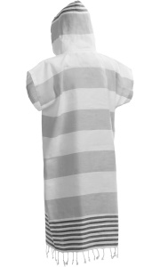 Poncho Prosop Jemidi, unisex, S/M, gluga, buzunar, 100% bumbac, gri - Img 2