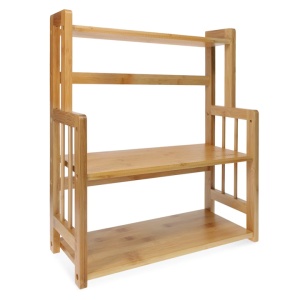 Raft condimente Navaris, 3 rafturi ajustabile, 41.5x18x49.7 cm, bucatarie, maro, bambus