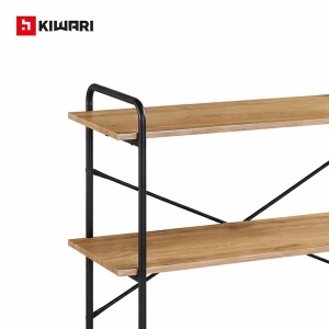 Raft Kiwari® Triv, 3 polite, 80×34×80 cm, MDF si Metal, Design Modern Industrial, Negru & Stejar - Img 6