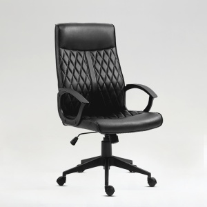 Scaun birou Kiwari® Val, spatar inalt, brate fixe, mecanism fluture, baza si roti nylon, Negru