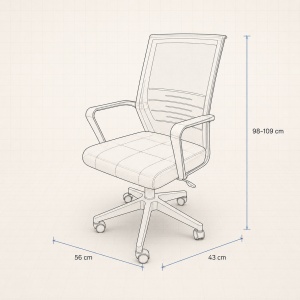 Scaun ergonomic de birou Kiwari® Form, spatar din plasa, mecanism butterfly, baza nylon 320 mm, negru - Img 3