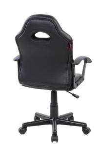 Scaun gaming Kiwari Min, material PU+PVC, cadru lemn, baza nylon, mecanism reglabil, brate fixe, roti silentioase, inaltime ajustabila, Negru - Img 7