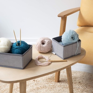 Set 12 cutii pentru organizare si depozitare Navaris, dimensiuni diferite, pliabile, din material textil, Gri - Img 3