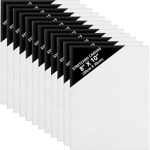 Set 12 panze pentru pictura Kurtzy, 20 x 25 cm, din bumbac, 3 mm grosime, pentru vopsele acrilice si uleioase, Alb