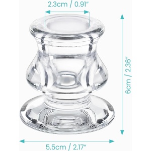 Set 12 suporturi pentru lumanari Belle Vous, tip sfesnic, din sticla, 6 x 5.5 x 2, 3 cm, design elegant, Transparent - Img 6