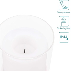 Set 2 lumanari solare cu LED Navaris, pentru exterior, efect flacara, cu senzor de lumina, IP44, 6.5 x 12 cm, pentru gradina, balcon si terasa - Img 8