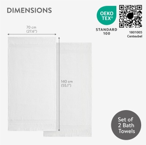 Set 2 prosoape de baie HOMELEVEL, 100% bumbac turcesc, 70x140 cm, 500 g/m², Alb - Img 6