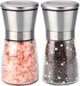 Set 2 rasnite H&S, sare/piper, inox/sticla, 14.5x7.7 cm