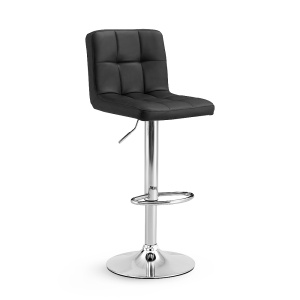 Set 2 Scaune Bar/Bucatarie Kiwari® Lior, Inaltime 59-79 cm, Sezut PU, Spuma si Baza Rotativa Crom, Design Modern Bucatarie/Dining, Capacitate 120 kg, Negru - Img 7