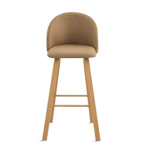 Set 2 scaune Bar/Bucatarie Kiwari® Tan, Inaltime 75 cm, Sezut Tapitat cu Material Textil, Picioare Metalice Aspect Lemn, Design Modern Bucatarie/Dining, Capacitate 120 kg, Maro - Img 8