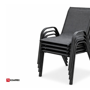 Set 2 Scaune Kiwari® Lago, 55.5x72.5x92.5 cm, Suprapozabil, Greutate maxima 110 kg, Gradina/Terasa/Balcon, Negru - Img 3