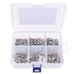 Set 200 de suruburi Belle Vous, hexagonale M8, din otel inoxidabil, 6 dimensiuni, cutie pentru depozitare, Argintiu - Img 6