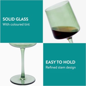 Set 4 Pahare Vin Navaris, 400 ml, cu picior, verde, design modern, 56212.05 - Img 7