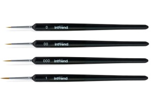 Set 4 pensule de precizie, Intrend, premium, pentru pictura in acuarela, ulei si acrilic, vopsea faciala si nail art