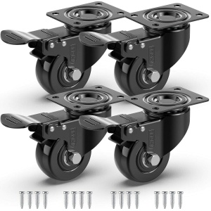 Set 4 roti cauciucate cu frana, GBL, Heavy Duty, silentionase, sarcina maxima pana la 200 Kg, 50 mm