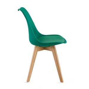 Set 4 Scaune Living/Bucatarie/Bar Kiwari® Riv, Sezut PP cu Pernuta PU, Picioare Lemn Fag, Inaltime Sezut 48 cm, Design Modern, Capacitate 120 kg, Verde - Img 7