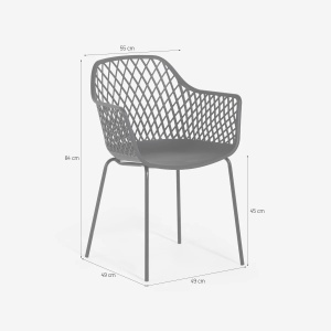 Set 4 scaune moderne de exterior pentru gradina si terasa, cu brate, AHD, Tzura, din polipropilena, Negru - Img 2