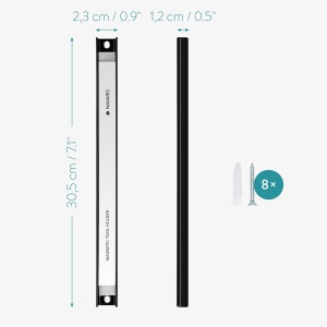 Set 4 suporti magnetici pentru scule Navaris, 30.5 cm, pentru garaj, argintiu - Img 4