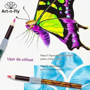 Set 5 extensii pentru creioane, Art-n-Fly, sistem de prindere prin infiletare, design marmura, 10 cm, Multicolor - Img 4