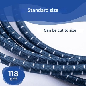 Set 5 sireturi elastice sport EVEREST FITNESS, fara legare, reglabile, universale 118 cm, din nylon, pentru adulti si copii, Albastru inchs - Img 4