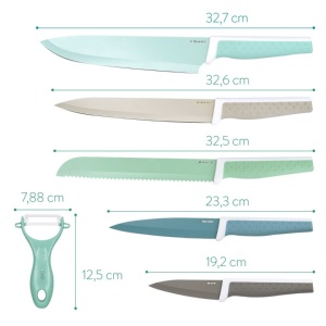 Set 6 Cutite Navaris, cutite de taiere si curatitor ceramic, inox, design pastelat, 43114 - Img 4