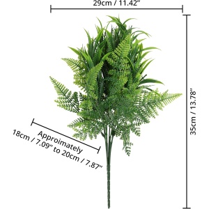 Set 6 plante artificiale Belle Vous, 35 × 29 cm, feriga si frunze, aspect natural, rezistente UV, material plastic, pentru decor interior/exterior, Verde - Img 2