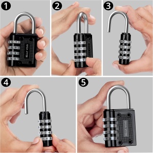 Set 8 Lacate cu cifru Belle Vous, 4 cifre, rezistente la intemperii, zinc, pentru utilizare interioara si exterioara, Negru - Img 3