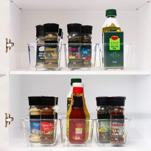 Set 8 organizatoare, Kurtzy, 20 x 10 x 8 cm, din plastic fara BPA, cu maner, pentru alimente, frigider, casa, Trasparent - Img 8