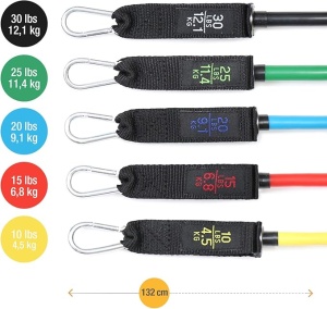 Set antrenament extensor cu 11 accesorii, high pulse, benzi de rezistenta pentru antrenament de forta, antrenamente la domiciliu si yoga - Img 3