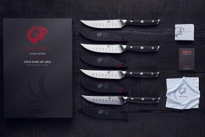 Set cutite pentru friptura Orient, Origin Series, 4 piese, fara zimtare, 13 cm, din otel inoxidabil german X50 Ultra +, negru - Img 4