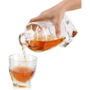 Set decantor whiskey Belle Vous, 800 ml, 2 pahare 300 ml, Sticla, Transparent - Img 6