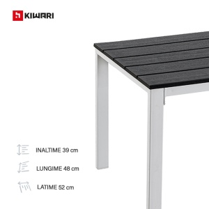 Set Mobilier Gradina Kiwari®, Masa 52x48x39 cm + 2 Scaune 62.5x64x78 cm, Plastic cu Cadru Metalic, Perne Incluse, Gri/Alb - Img 6