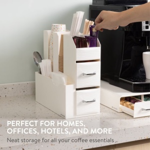 Set suport aparat cafea 3 sertare pentru capsule si organizator 2 sertare pentru consumabile Navaris, alb, NAV000018GT003C - Img 2