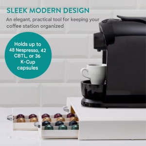Set suport aparat cafea 3 sertare pentru capsule si organizator 2 sertare pentru consumabile Navaris, alb, NAV000018GT003C - Img 5