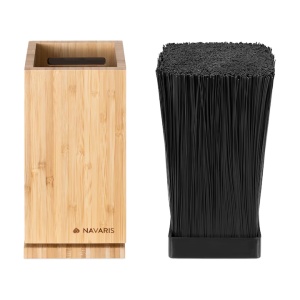 Suport rotativ din bambus pentru cutite Navaris cu peri detasabile, 25x12,5x12,5 cm, 54909.02 - Img 6