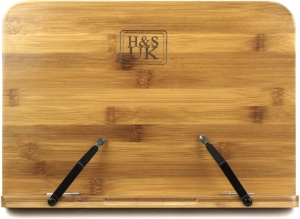 Suport tip stand pentru carti cu retete, H&S, din bambus, reglabil, 34 x 1.1 x 24 cm - Img 4