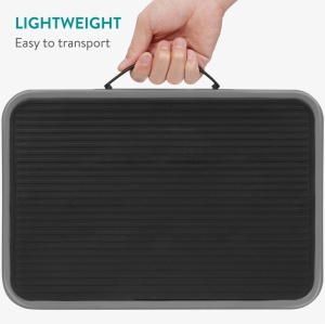 Taburet pliabil Navaris, inaltime reglabila 16–21.5 cm, capacitate de incarcare 150 kg, din otel/polipropilena, compact si portabil, Gri - Img 5