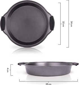 Tava de copt rotunda, Tava pentru prajituri din otel carbon neaderenta, Rezistenta pana la 230°C, Manere detasabile din silicon, Ideala pentru coacerea painii, a prajiturilor - Img 2