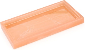 Tava decorativa, Belle Vous, 19,7 x 10 x 2 cm, pentru bijuterii, cosmetice, machiaj, baie sau dormitor, Roz - Img 2