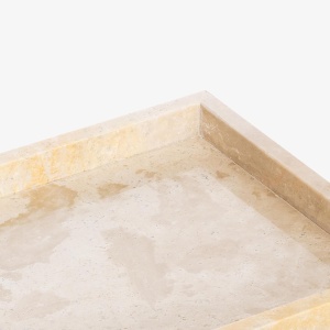 Tava decorativa Navaris din travertin, 30x20x3cm, bej, design elegant - Img 2
