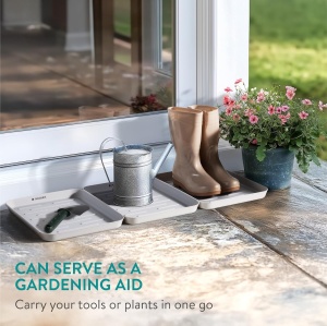 Tava pentru incaltaminte Navaris, set 3, 35×27×2.5 cm, din plastic, utilizare interior/exterior, Gri - Img 7