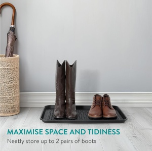 Tava pentru incaltaminte Navaris, set 3, 60 x 40 x 2.8 cm, din plastic, utilizare interior/exterior, Negru - Img 2